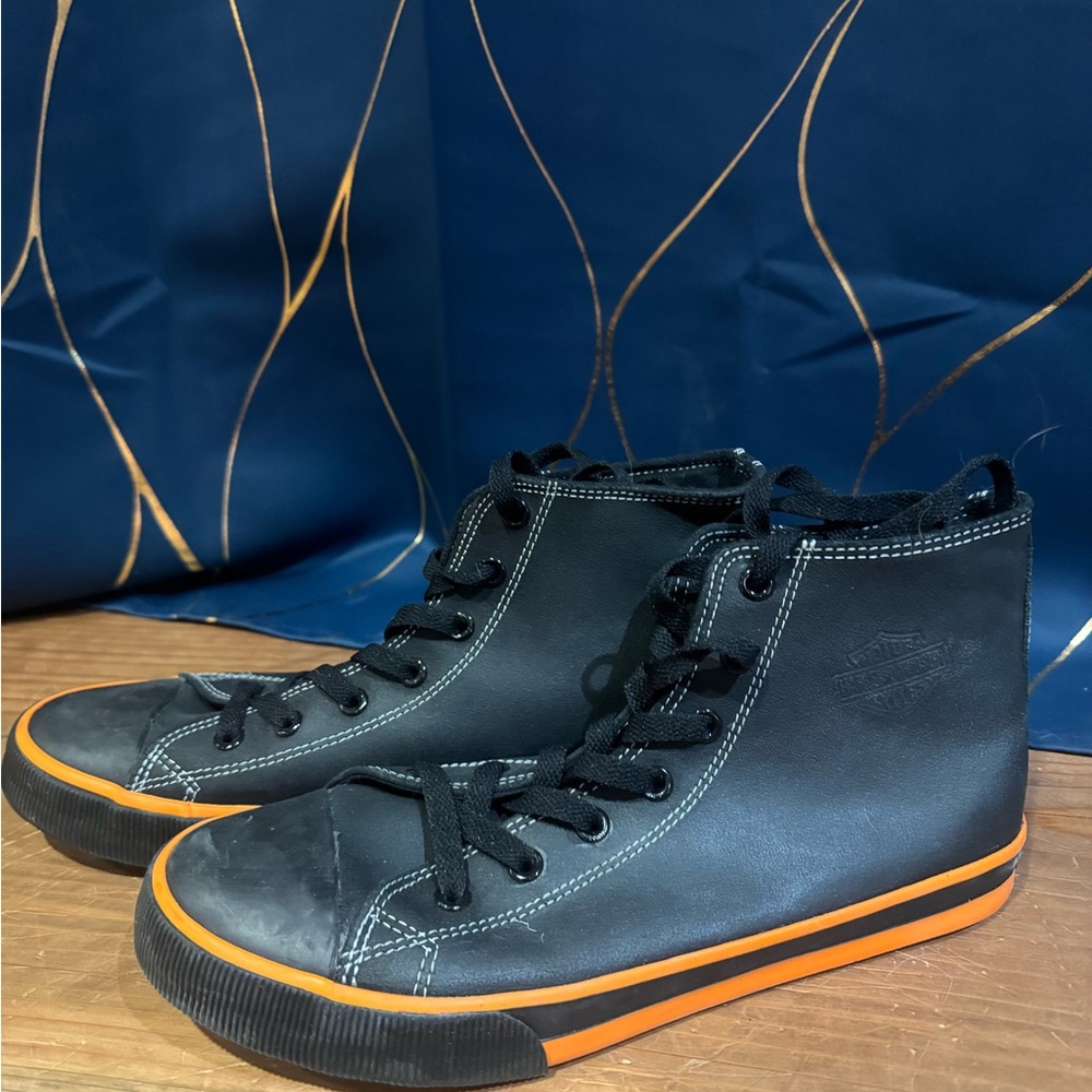 Harley-Davidson Black and Orange High-Top Nathan Sneakers